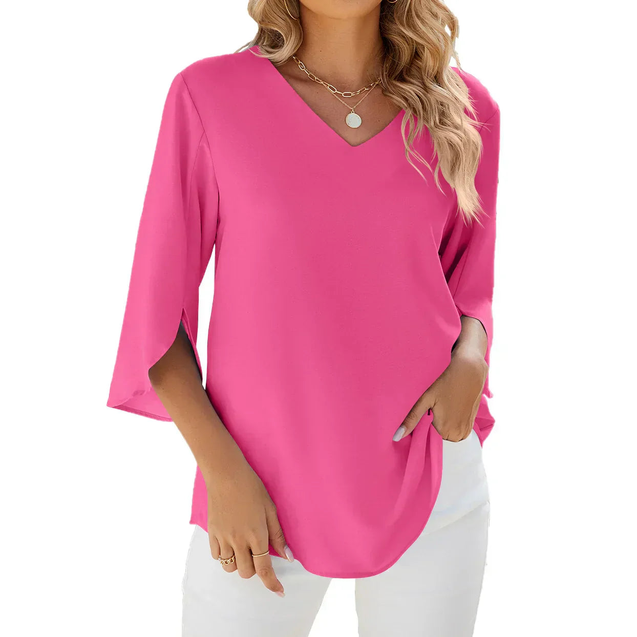 Elegante Damenbluse mit V-Ausschnitt