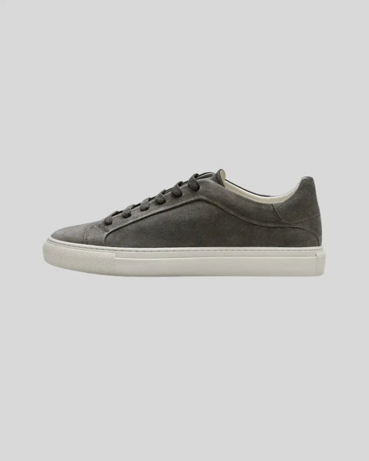 Elegante Dunkelgraue Leder Oxford Sneakers für Herren