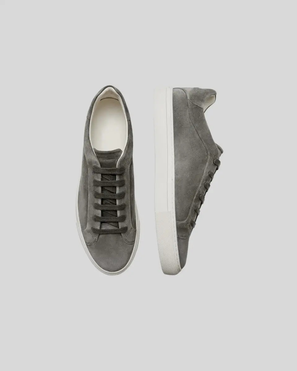 Elegante Dunkelgraue Leder Oxford Sneakers für Herren