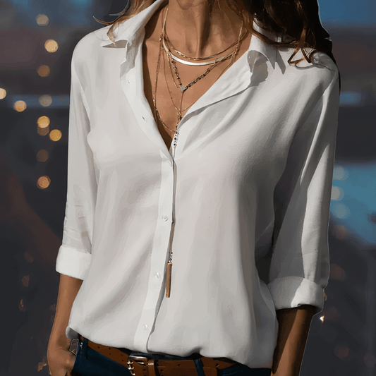 Elegante Langärmelige Chiffonbluse für Frauen