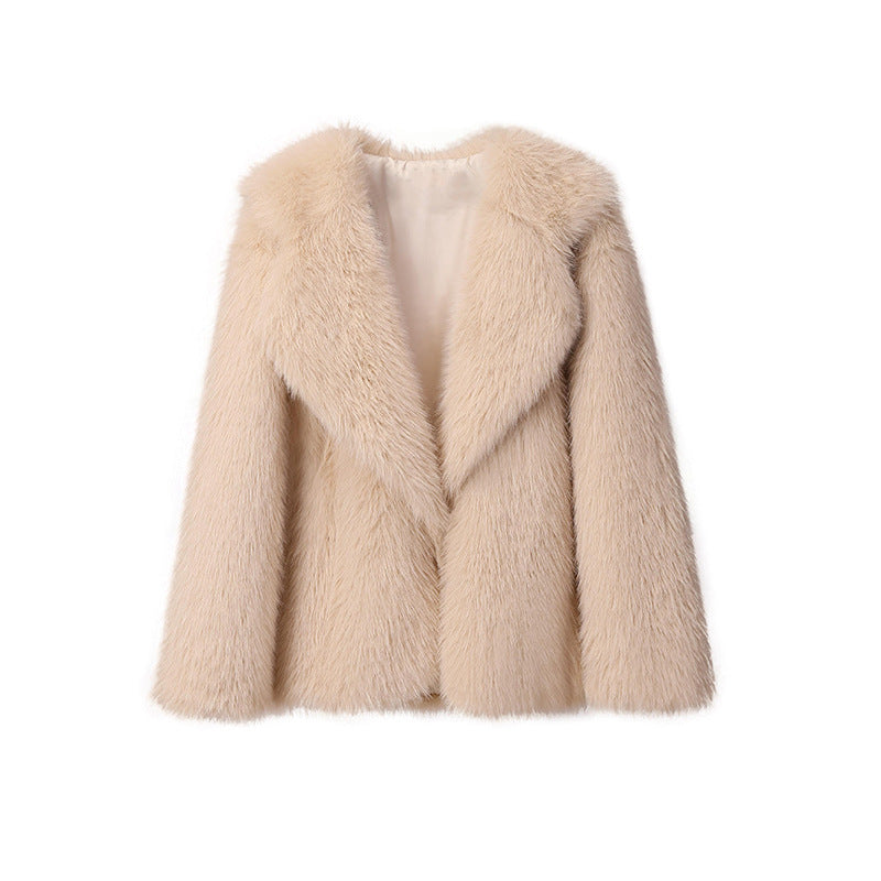 Elegante Weiße Kunstpelzjacke mit Langen Ärmeln