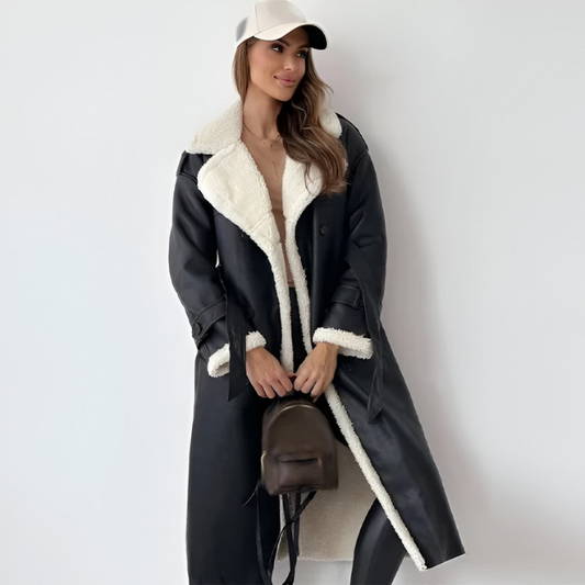 Elegante Winterjacke aus PU-Leder mit Fleecefutter