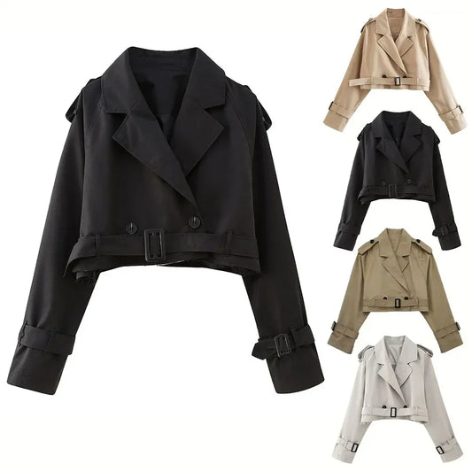 Eleganter Damen Cropped Jacke mit Gürtel