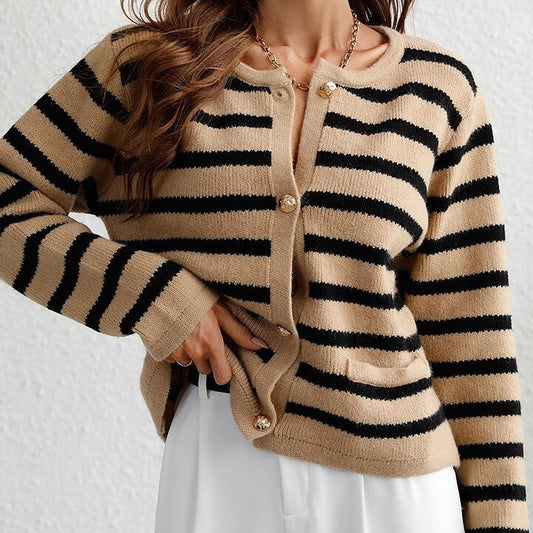 Eleganter Gestreifter cardigan für Damen