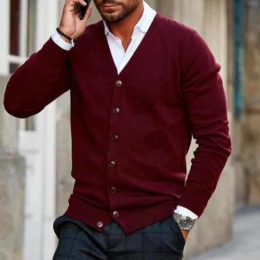 Eleganter Herren Cardigan mit V-Ausschnitt und Knöpfen – Casual Stil für jede Gelegenheit
