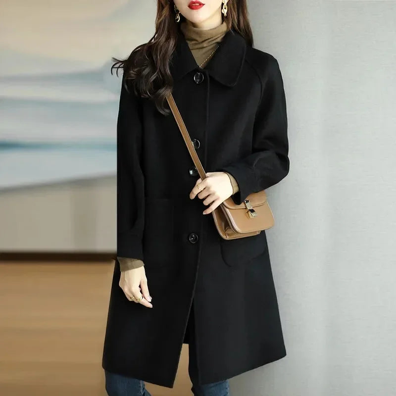 Elegant ullkappa dam i koreansk stil