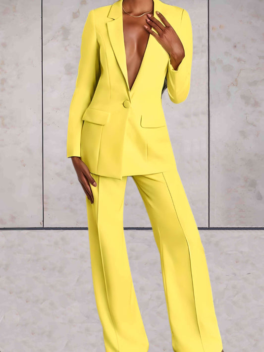 Elegantes 2-teiliges Damen Set aus Blazer und weiter Hose