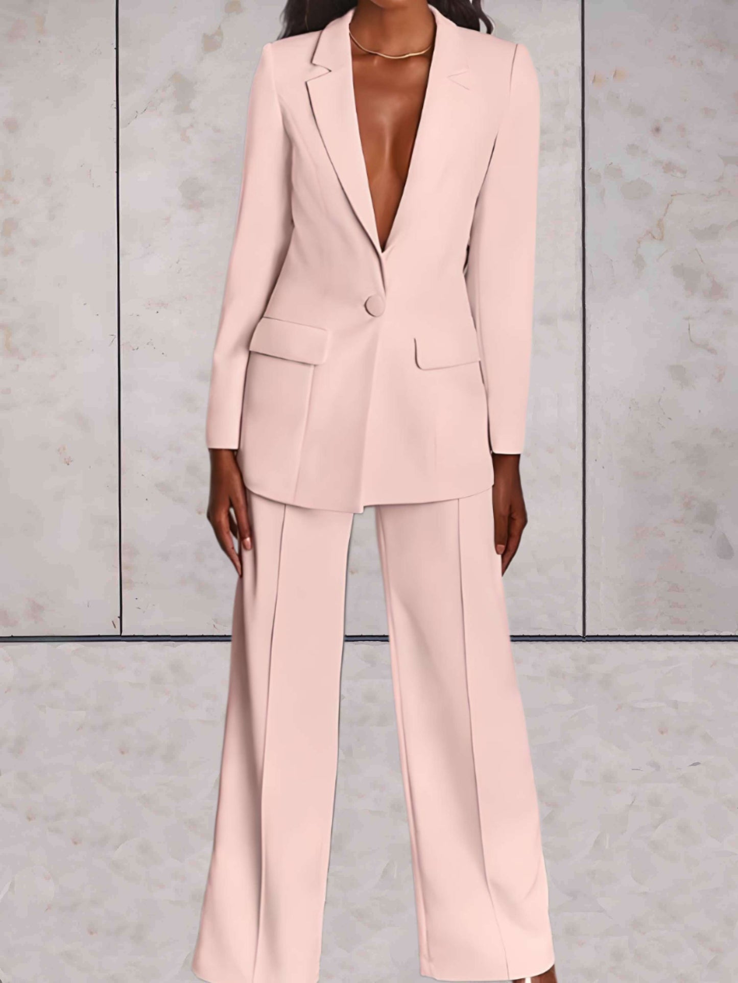 Elegante set da donna in 2 pezzi composto da blazer e pantaloni larghi