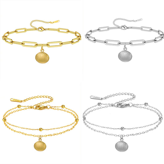 Elegantes Armband Damen aus Edelstahl mit Muschel-Anhänger in farbe