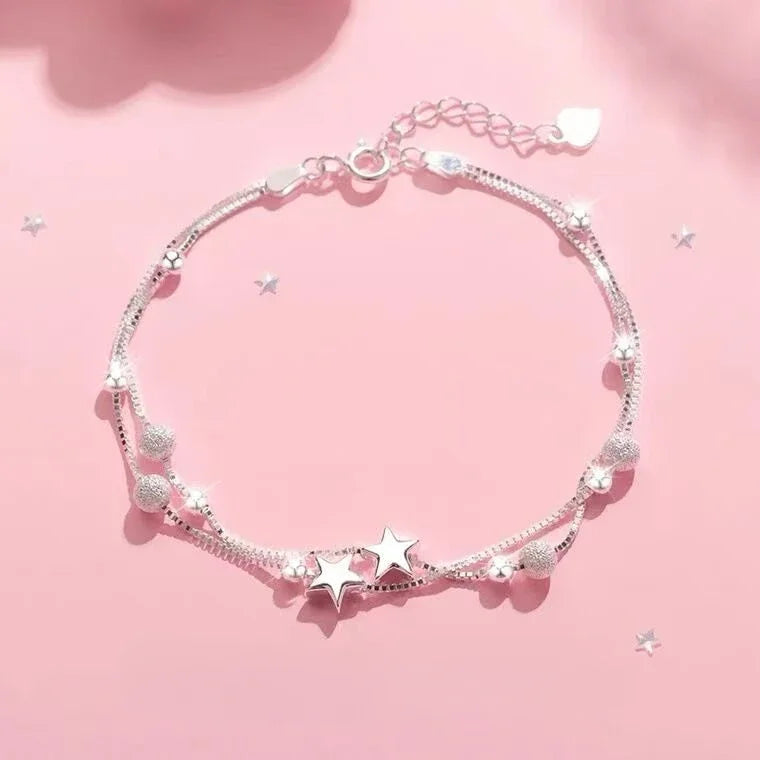 Elegantes Armband Damen mit Sternenanhänger und Blauen Kristallperlen