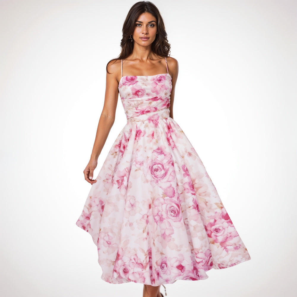 Elegante abito midi floreale per donna