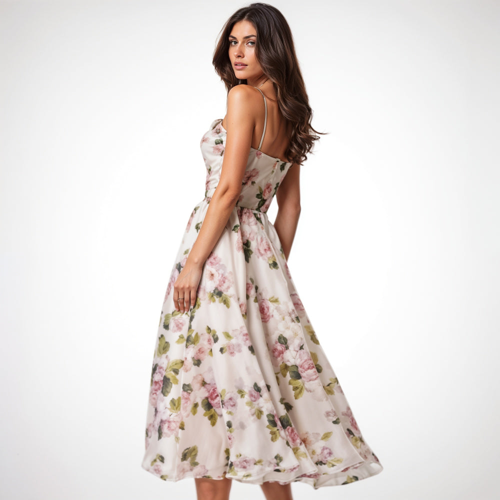 Elegante abito midi floreale per donna