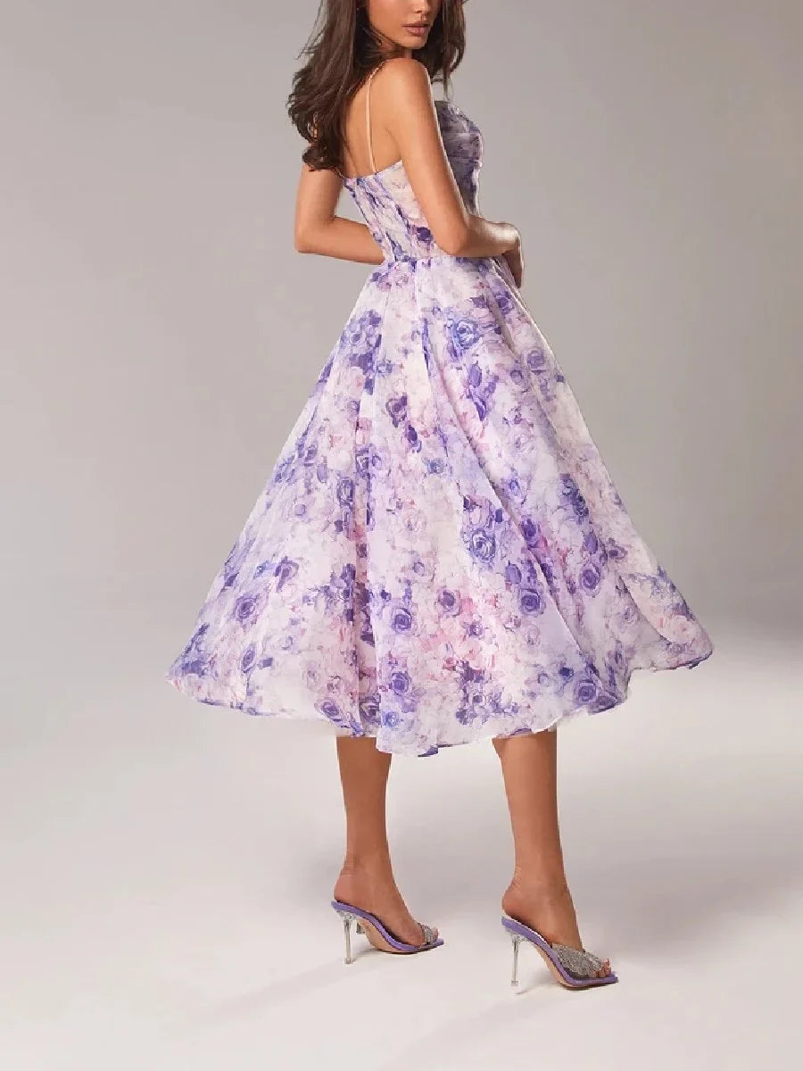 Elegante abito midi floreale per donna