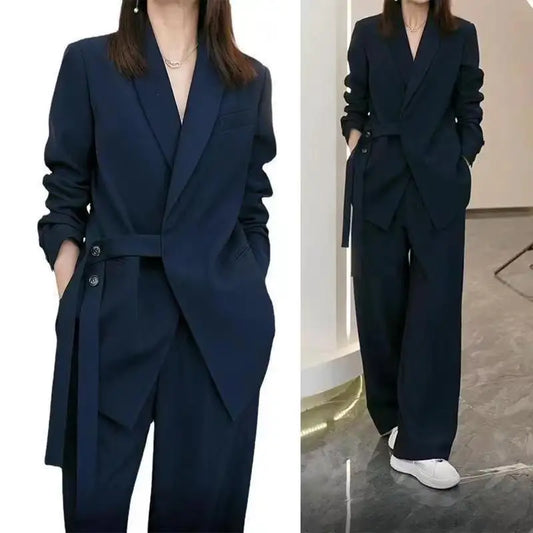 Elegantes Damenanzug-Set mit Blazer und weiten Hosen