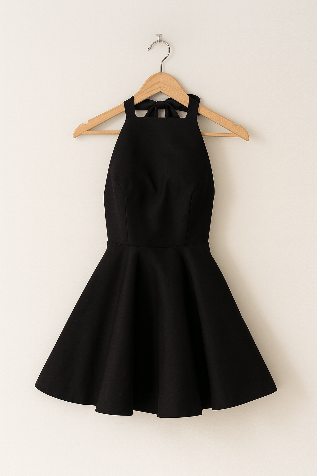 Elegantes Halter-Minikleid für Damen mit Rückenschleife – Festliches Kleid für besondere Anlässe, Ausgestellter Rock, Verschiedene Farben 2