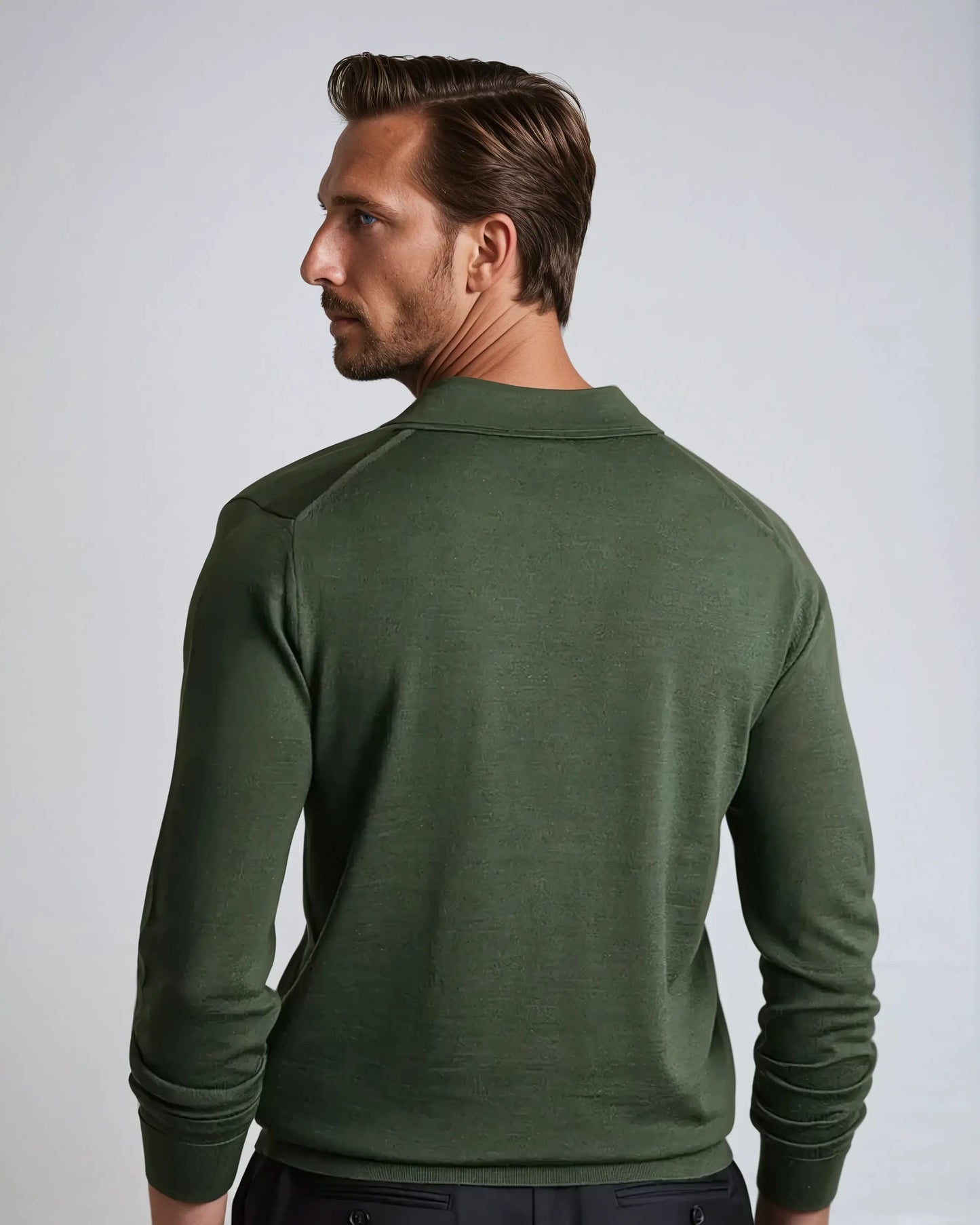 Elegantes Langarm-Polo in Grün mit Modernem Schnitt für Herren