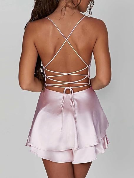 Elegant backless satin dress with side slit