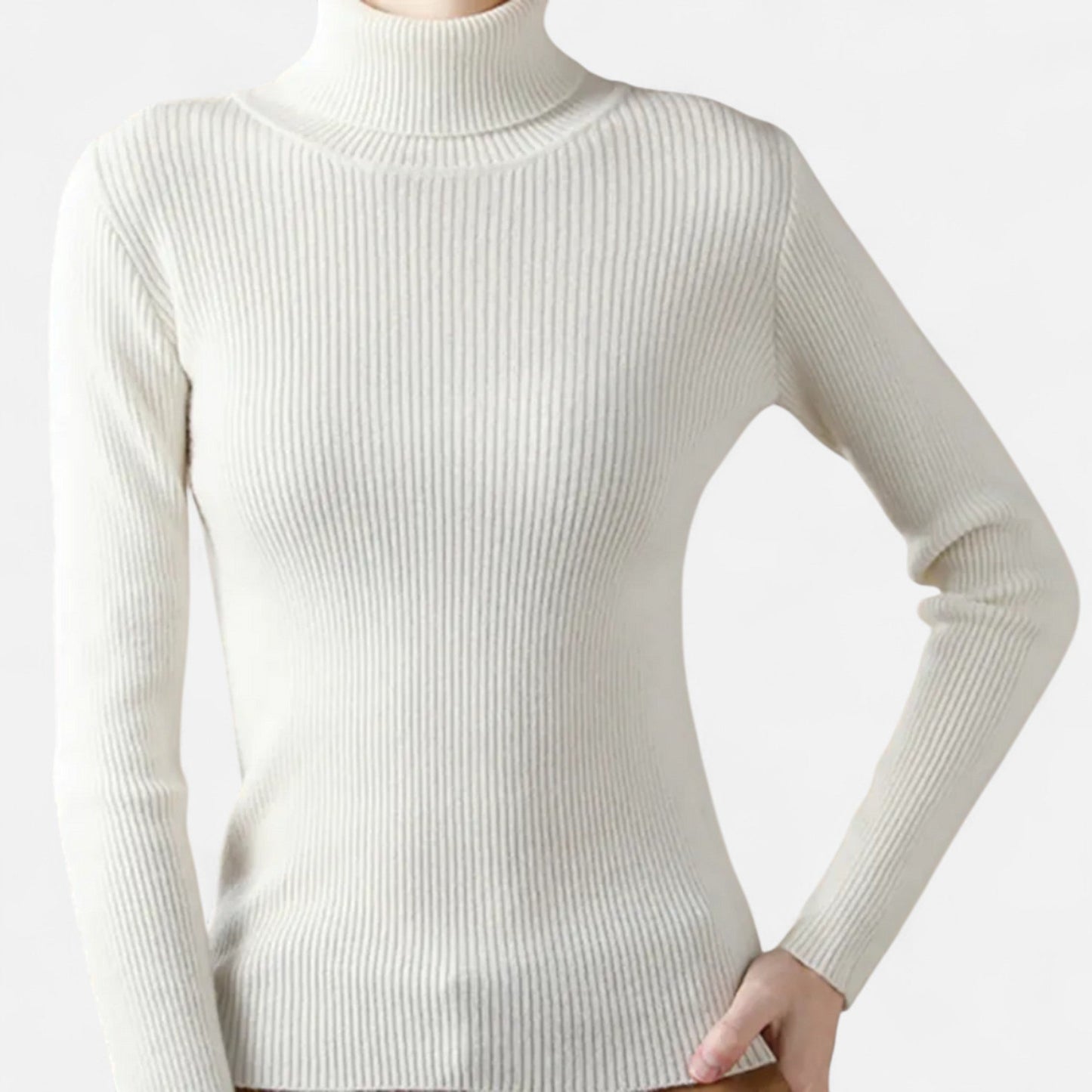 Women's ribbed long-sleeve turtleneck sweater