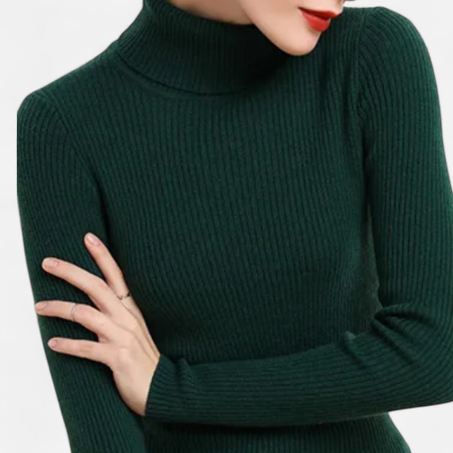 Women's ribbed long-sleeve turtleneck sweater