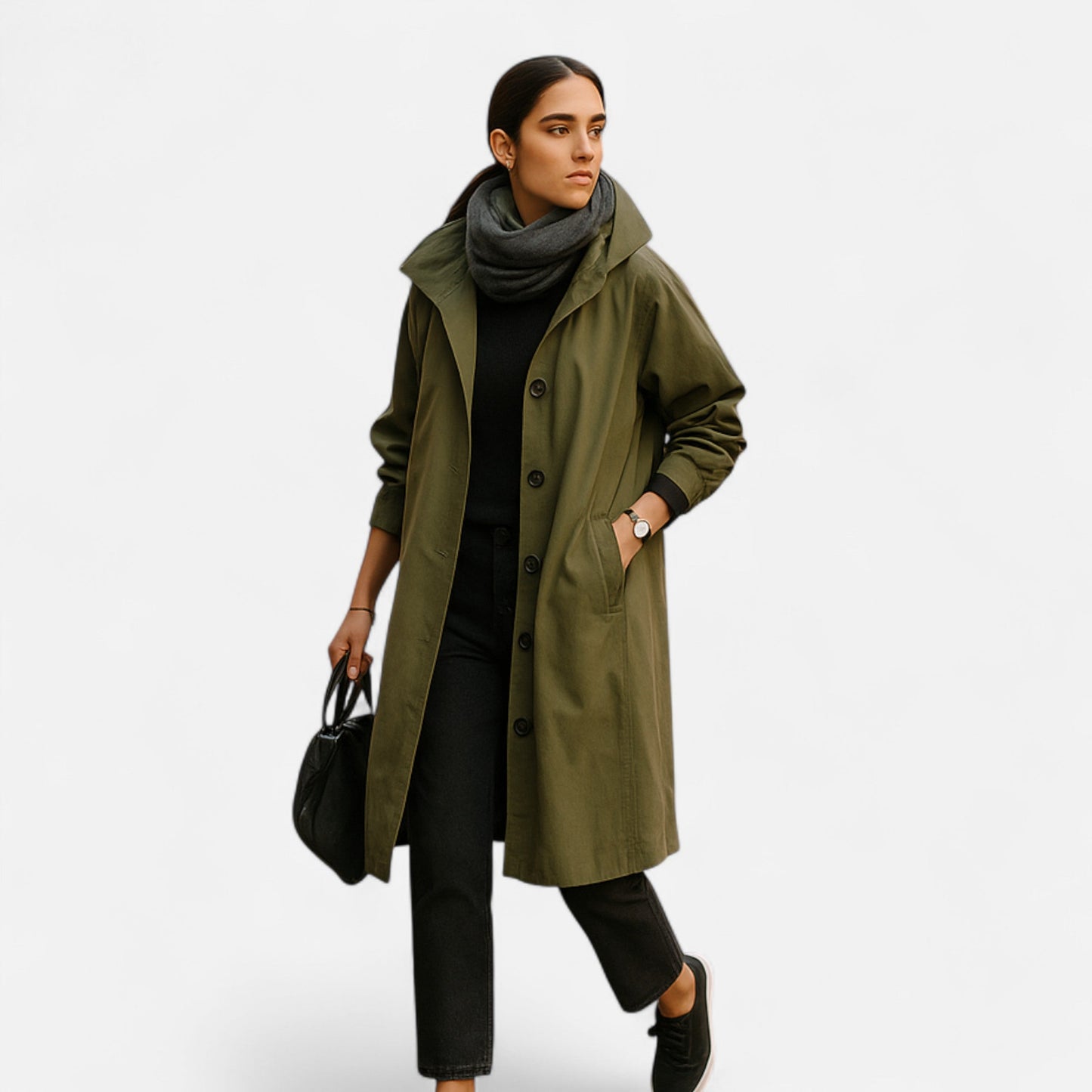 Women's transitional coat with hood