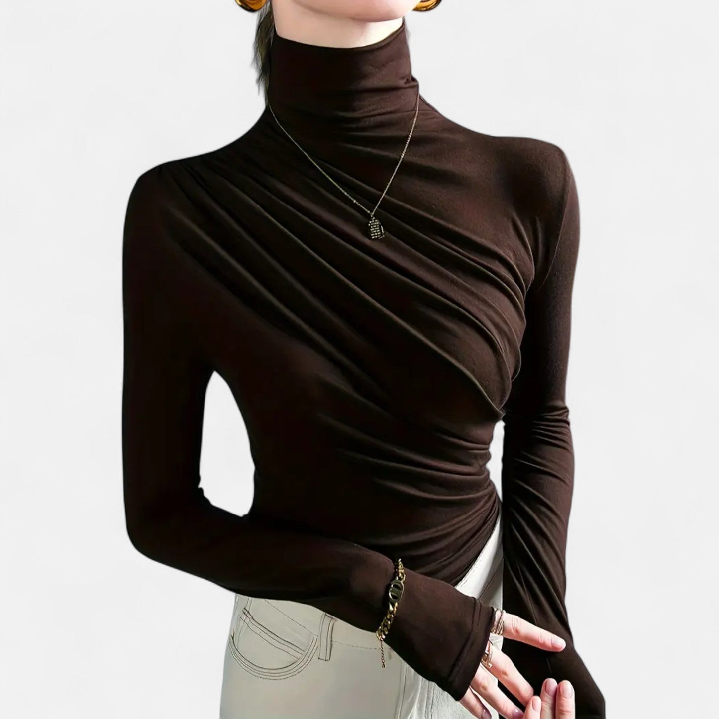 Elegant women's tops with stand-up collar