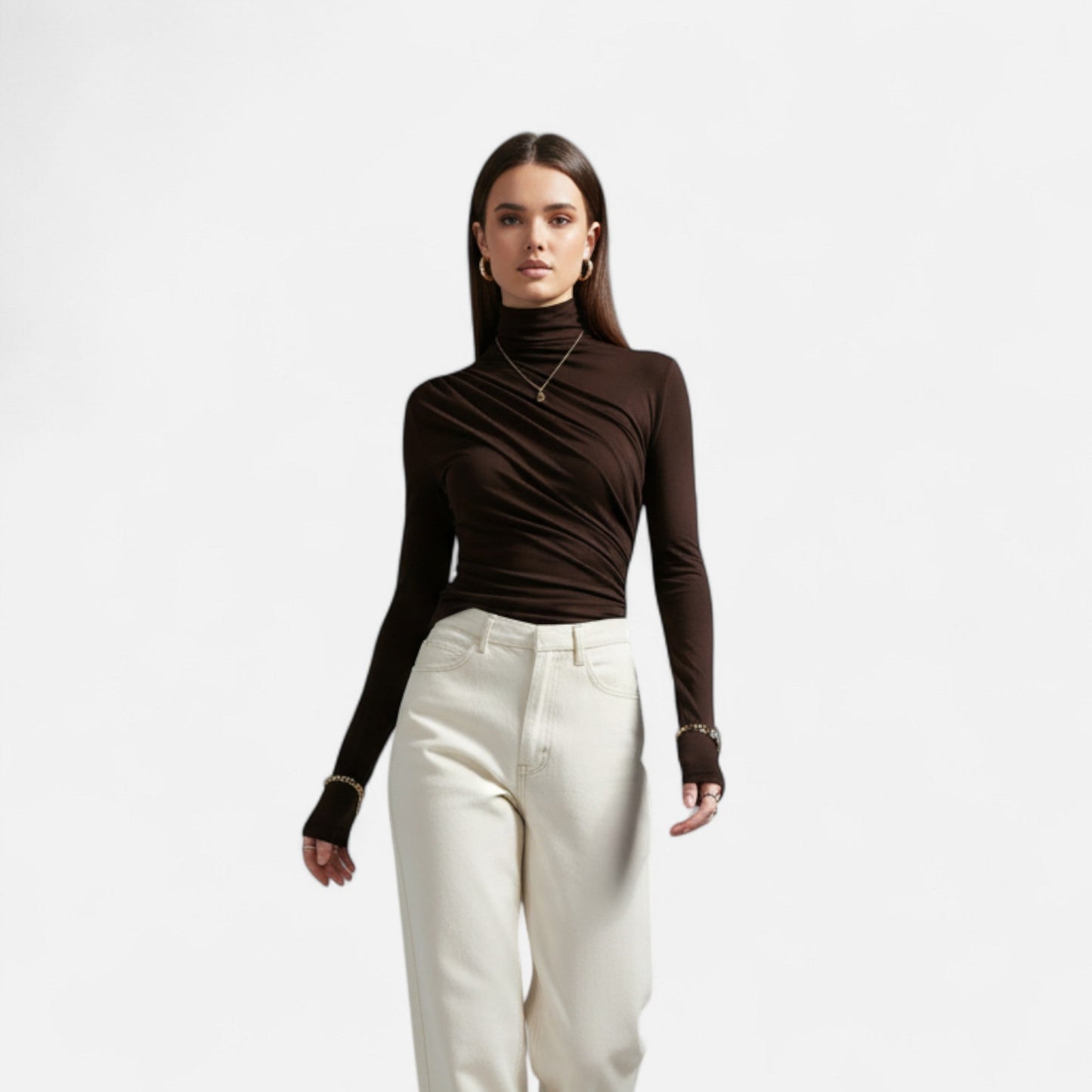 Elegant women's tops with stand-up collar