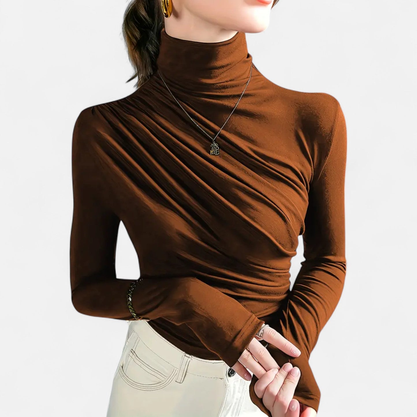Elegant women's tops with stand-up collar