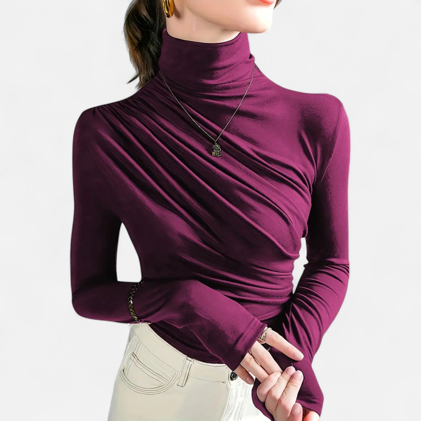 Elegant women's tops with stand-up collar