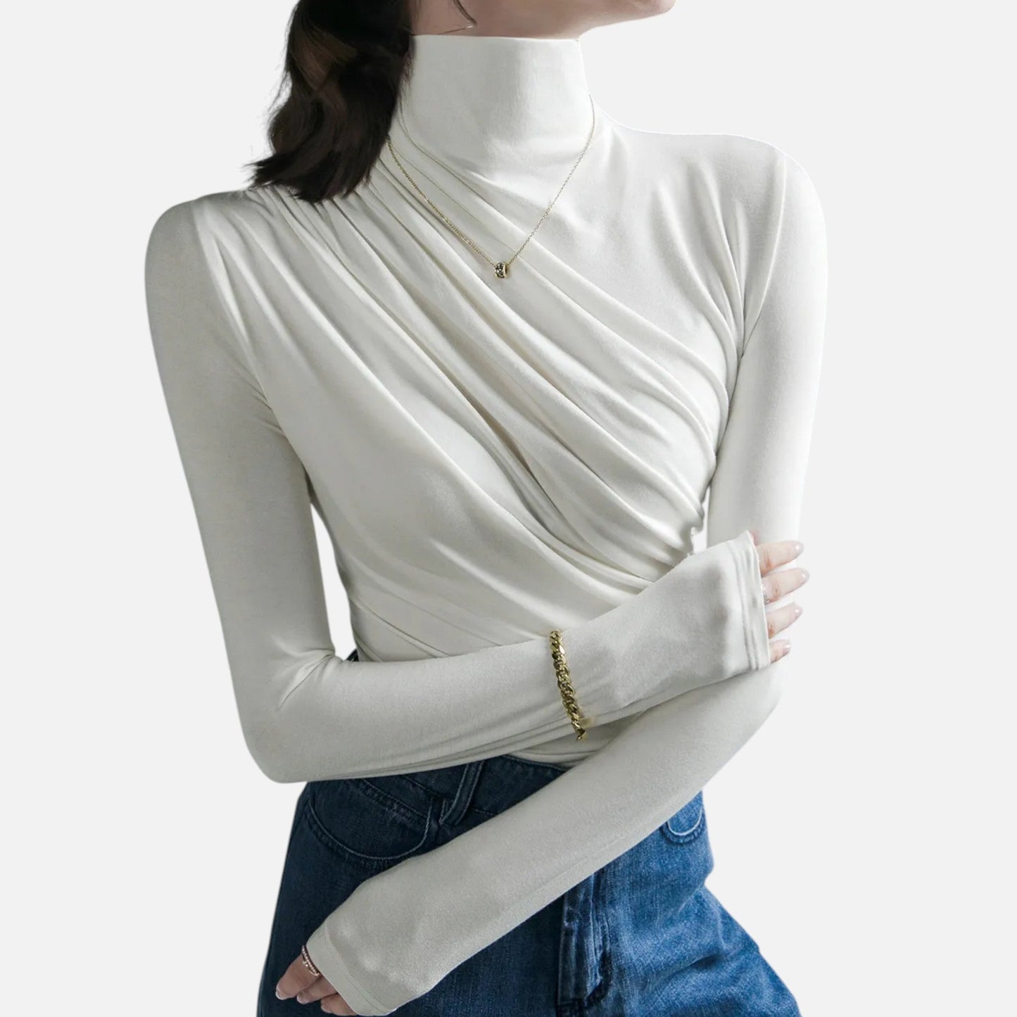 Elegant women's tops with stand-up collar