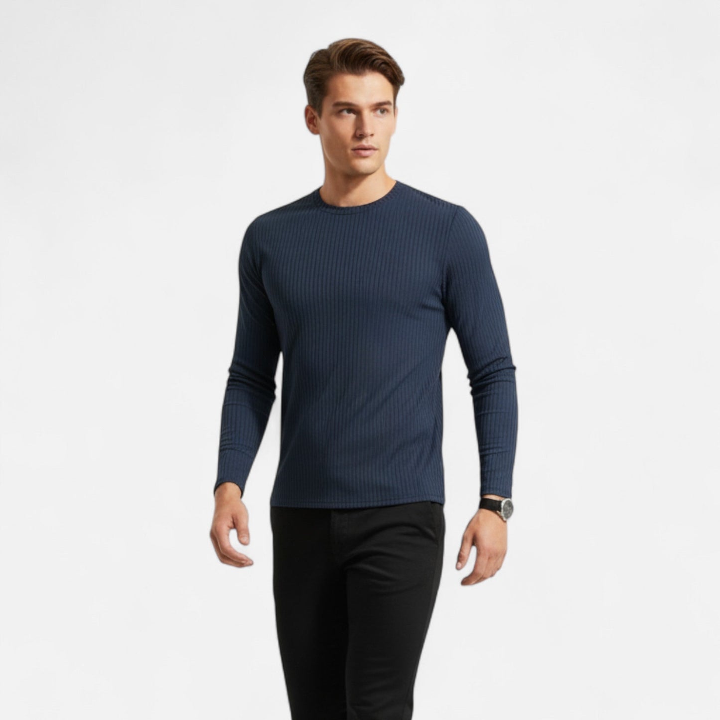 Ribbed long-sleeve shirt for men