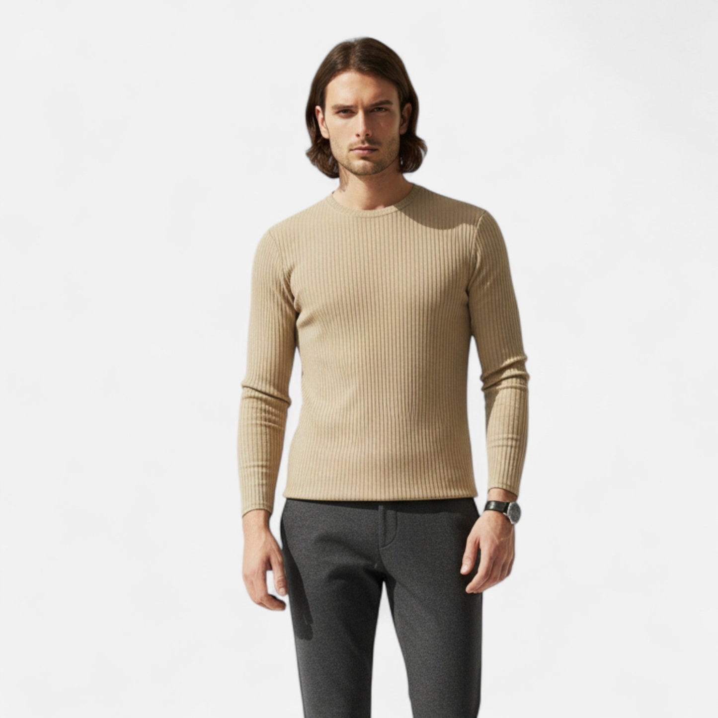 Ribbed long-sleeve shirt for men