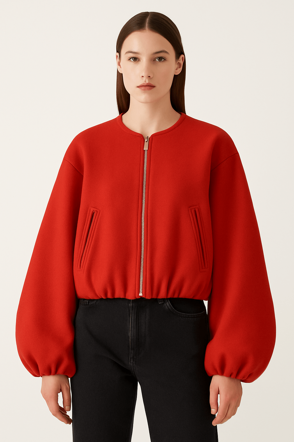 Emilia Reißverschlussjacke mit Ballonärmeln – Bequeme Übergangsjacke aus weichem Material 6