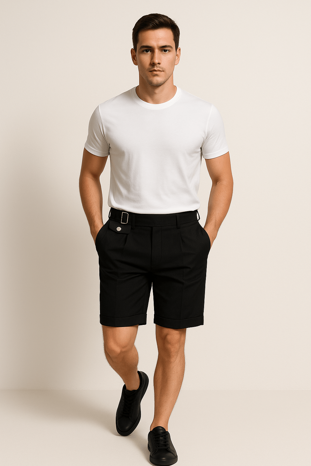 Shorts med justerbara bältespännen