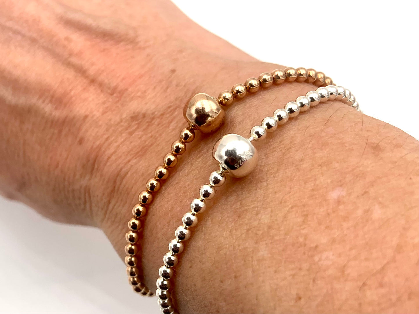 Beatrix | Armband dam med kuldesign i silver/roséguld