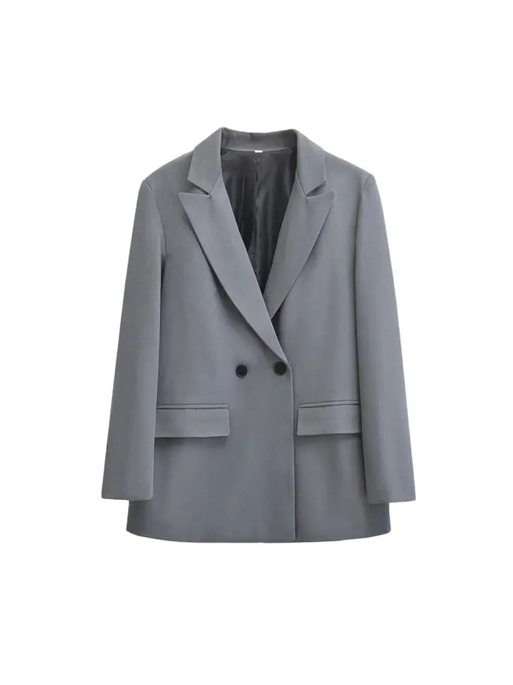 Blazer with Notched Lapel and Double-Breasted Button Closure