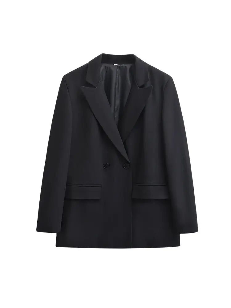 Blazer with Notched Lapel and Double-Breasted Button Closure