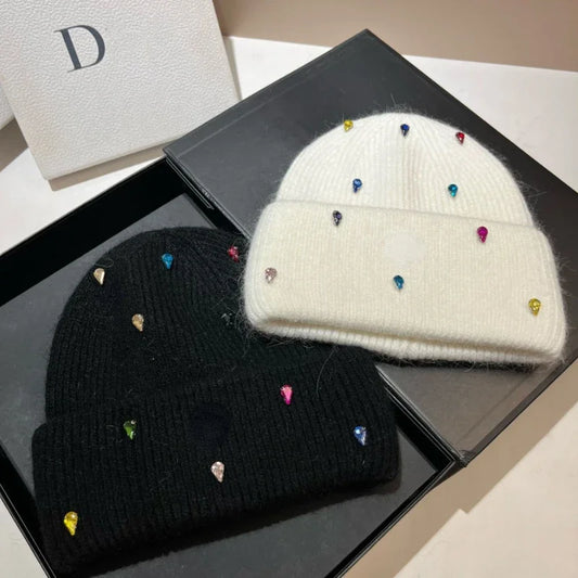 Mjuk angorabeanie för damer – lyxig stickad hatt, varm och stilfull, huvudomfång 55-59 cm, finns i 8 färger