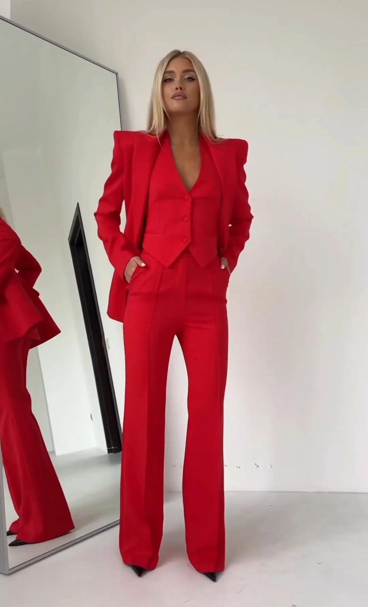 Variant image for Beatrix 3-Teiliges Anzug Set für Frauen | Eleganter Blazer, Weste, Hose-21