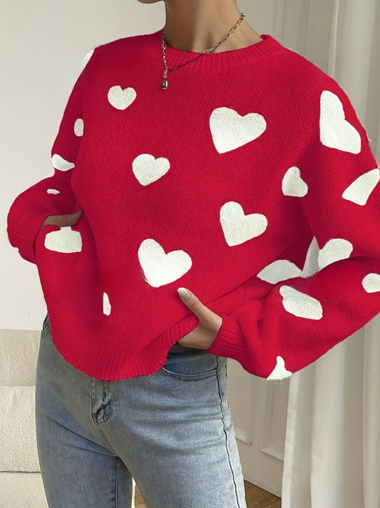 Gemütlicher Strickpullover mit Herzdesign