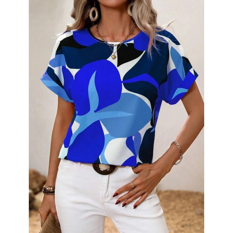 Geometrisches Muster T-Shirt Dame