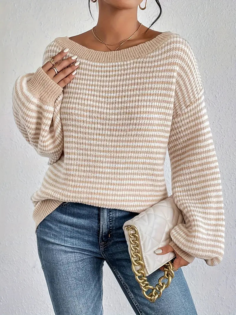 Gestreifte Off-Shoulder Pullover für Damen