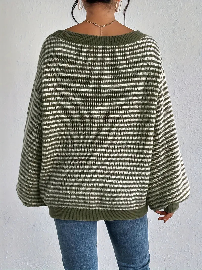 Gestreifte Off-Shoulder Pullover für Damen