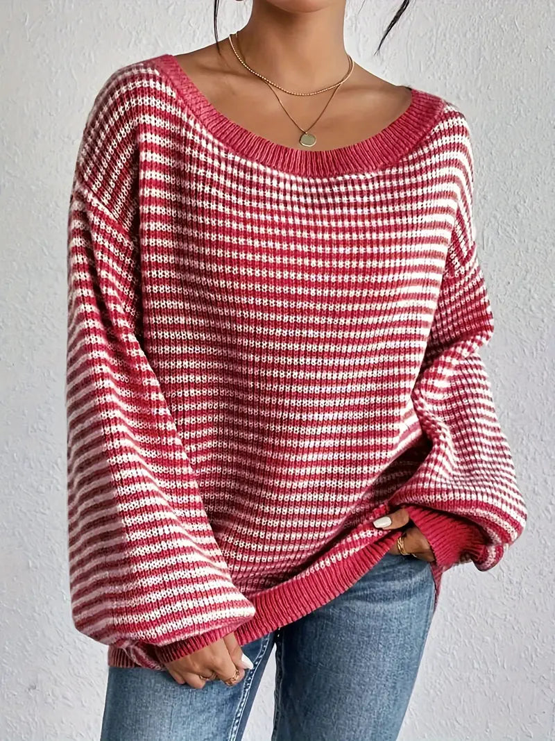 Gestreifte Off-Shoulder Pullover für Damen