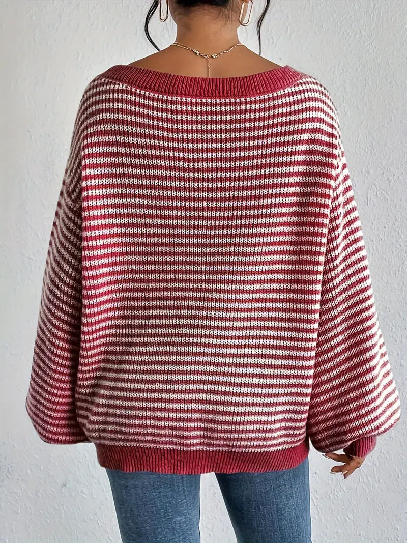Gestreifte Off-Shoulder Pullover für Damen