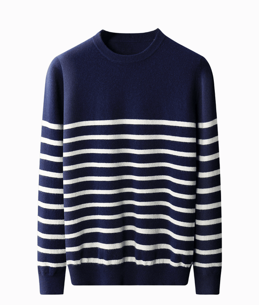 Gestreifter Pullover mit Crew-Halskragen