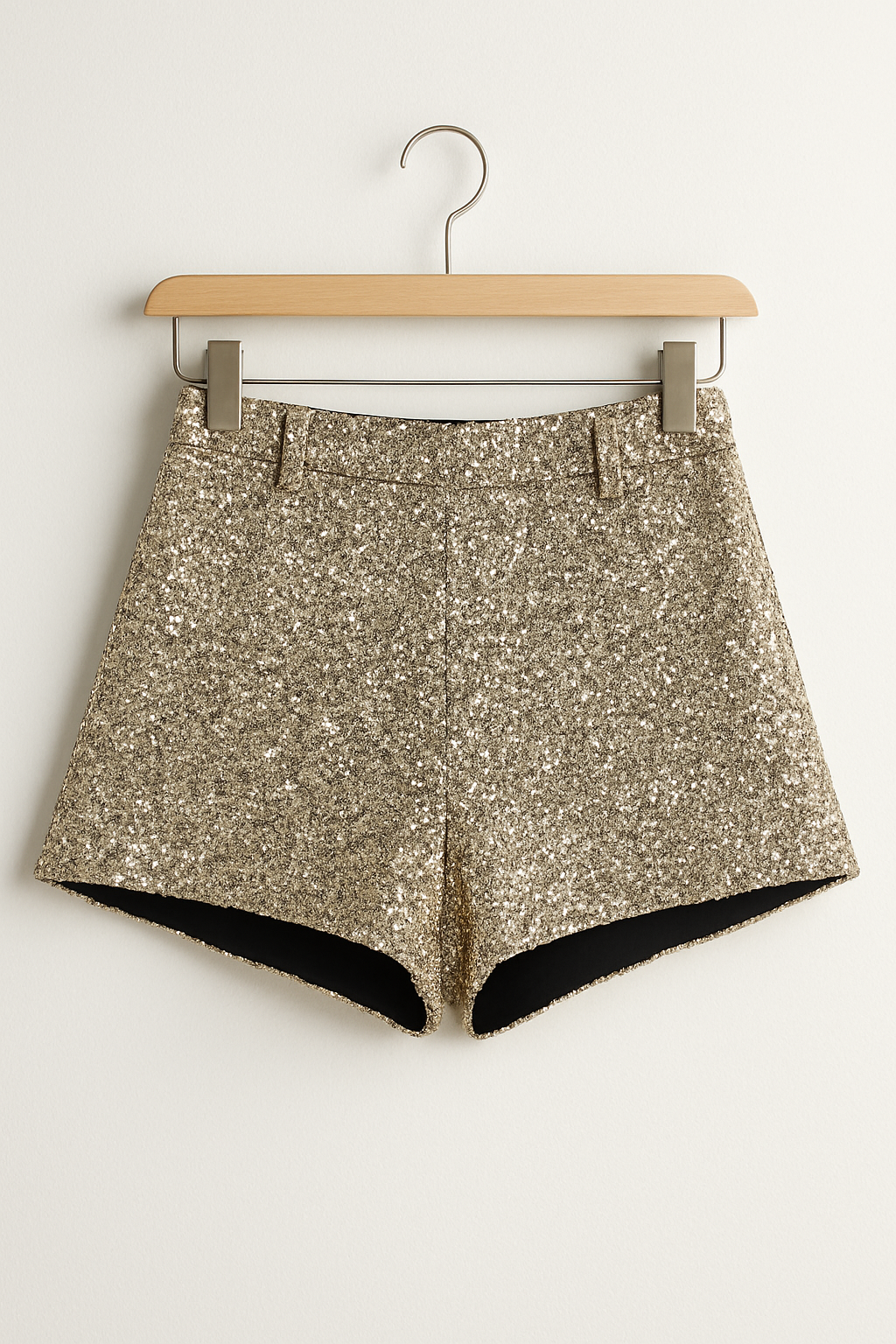 Glittering High Waist Shorts in Gold