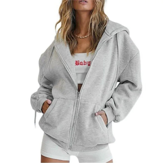 Damen Hoodie Zip-Up Sweatshirt