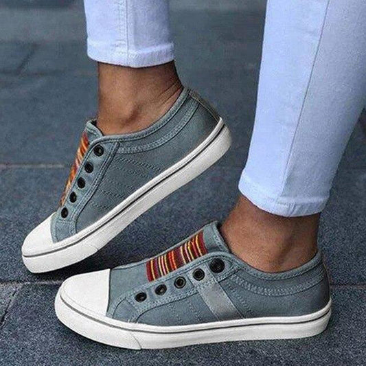 Anna | Damen Sneaker Slip-on mit Lebendigen Streifen für Freizeitoutfits