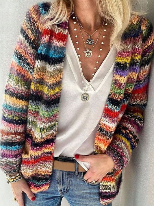 Handgefertigtes, farbenfrohes Damenstrickjacke – Elegantes und bequemes Frühlingskleidungsstück