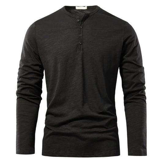 Max | Langarm-Henley-Shirt für Herren - Bequemes Hemd für Herren